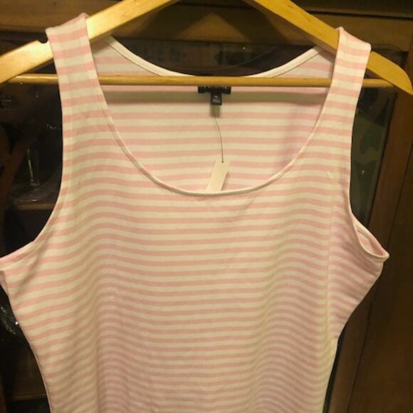 Talbots Pink and White Striped Sleeveless T-Shirt; NWT; 100% cotton and machine - Picture 1 of 8